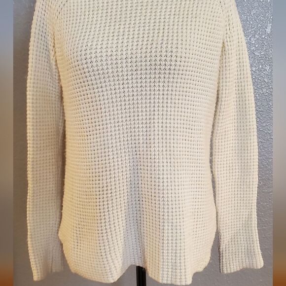 Marine Layer Delaney Pullover Waffle Knit Sweater Cream M - Picture 6 of 16